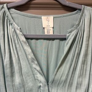 Joie Light Sage Green Pleated V-Neck Dress